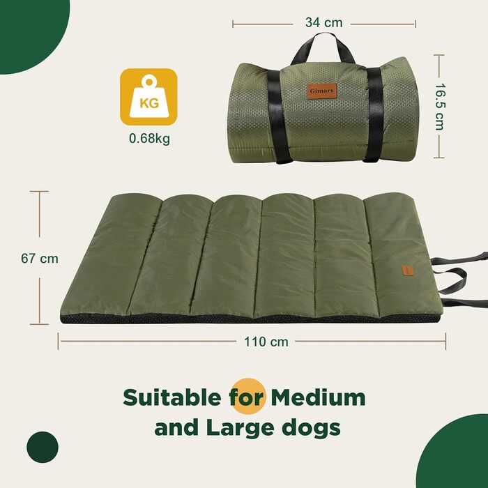 Гімcарс: Лежанка для собак на вулицю з водонепроникною плівкою, легка в розкладанні, для великих та середніх собак, портативна, складана, миється