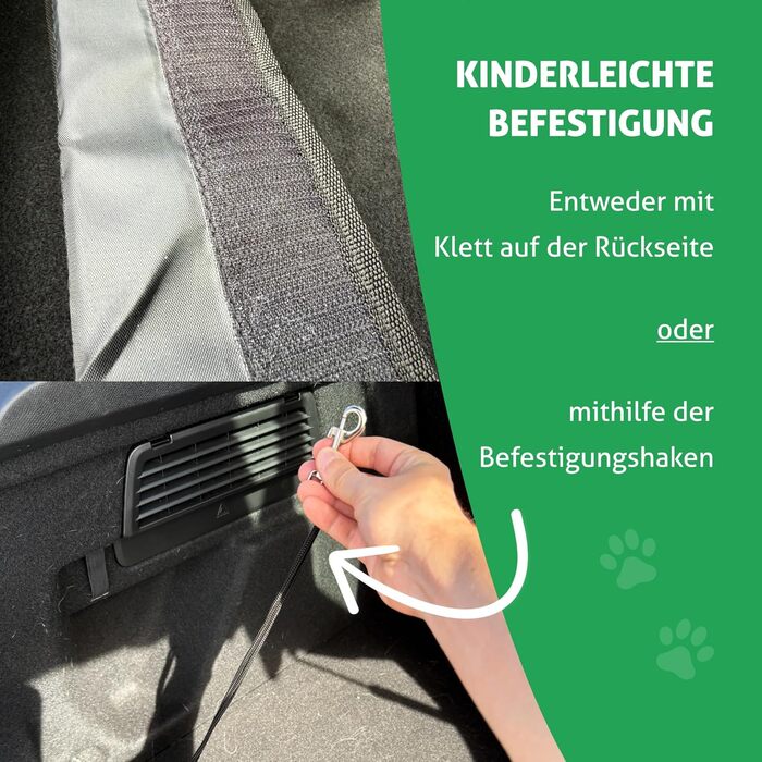 Захист краю багажника для автомобіля: міцний кріплення на липучці + гачки, захист для собак, килимок у багажник, захист краю багажника, ідеальна посадка, міцний матеріал, чорний колір