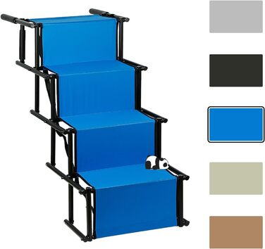 Рампа для собак, до 60 кг, складана, 5 сходинок, для авто, дивана, ліжка (блакитна)