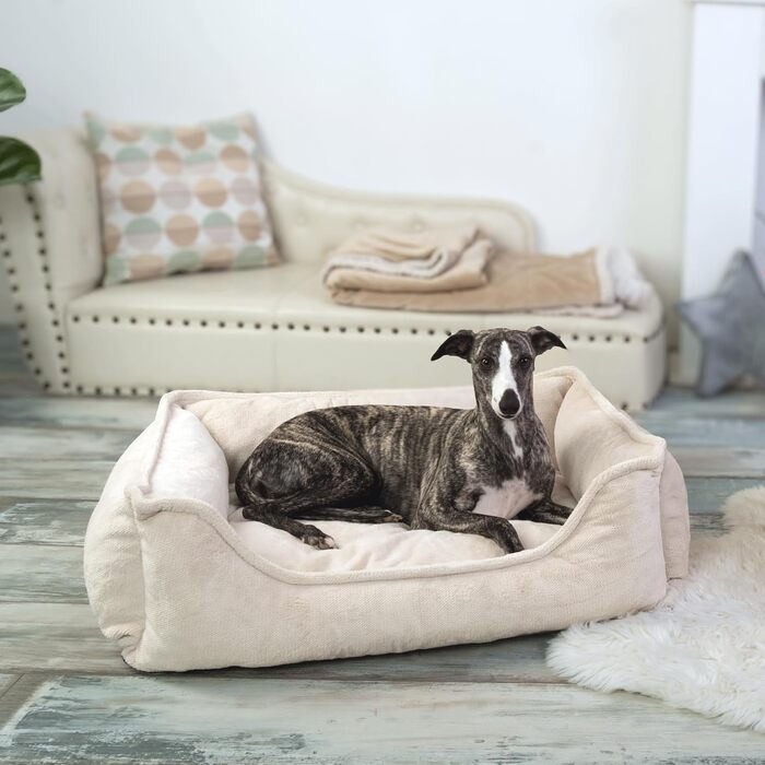 Ортопедичне собаче ліжко 4L Textil IRIS Premium-LINE: зручне та комфортне місце для вашого улюбленця (100x80 см, Бежевий)