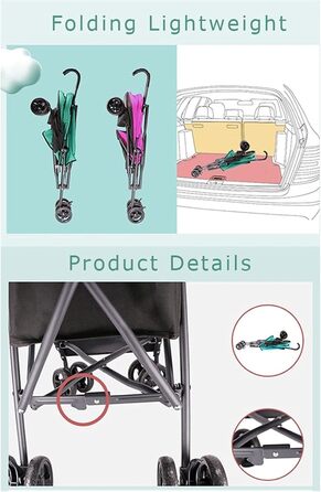 Легкий візок для собак та котів до 10 кг, чорний: дихаючий, без встановлення, з парасолькою