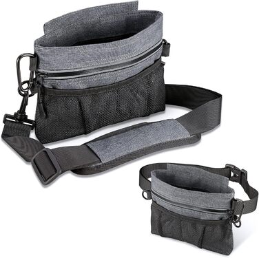 Футляр для ласощів для собак Brifit з магнітною застібкою, практичний мішок для корму для собак, тренування та прогулянки, багатофункціональний мішок для ласощів для собак з винімною внутрішньою кишеню | Диспенсер для відходів сірого кольору