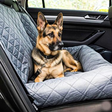 Дихаюча підстилка для собак у машину | Захист заднього сидіння авто від бруду та подряпин | Водостійка та миюча автопідстилка для собак | Сіра підстилка для заднього сидіння авто | 130x90 см