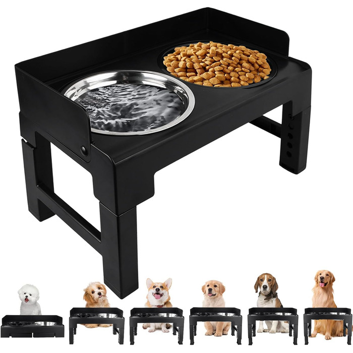 Підвищена годівниця для собак Dokeno, регульована по висоті, велика, для собак великих, середніх та малих порід, миска для повільного годування, не проливаються, стійка для мисок