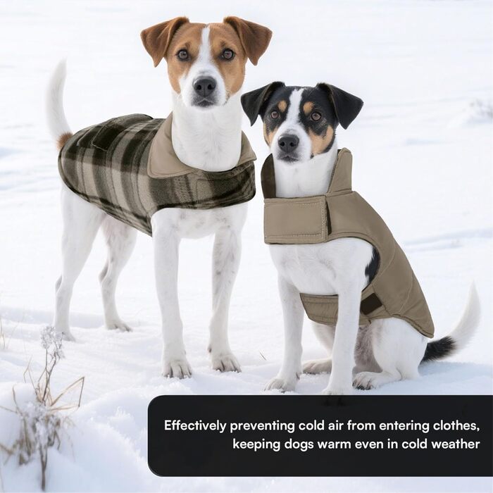 ASENKU Теплий зимовий одяг для собак маленьких порід. Зимова куртка для собак, флісова, реверсивна, водонепроникна, вітрозахисна, з отвором для повідка. Колір: зелений (M, коричневий)