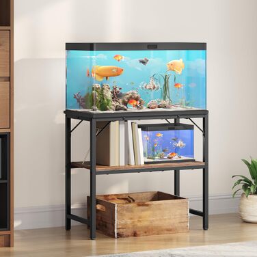 Тумба під акваріум MAHANCRIS 30л, двоярусна, винтажний коричнево-чорний, 76x30x62 см, вантажопідйомність 272 кг