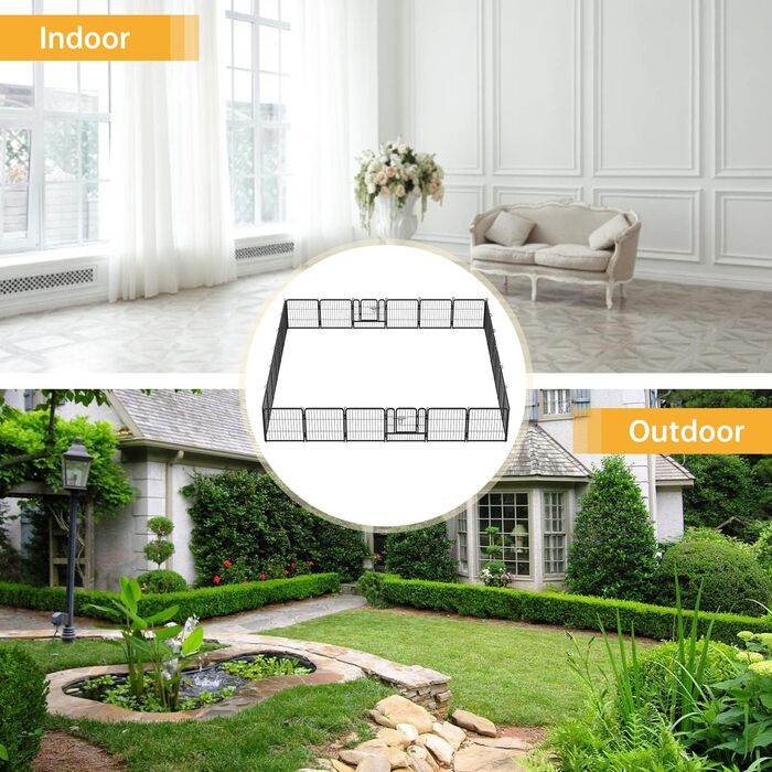 Металевий вольєр для собак BestPet з дверима, 32 панелі, розміри: 61x81,3x101,6 см