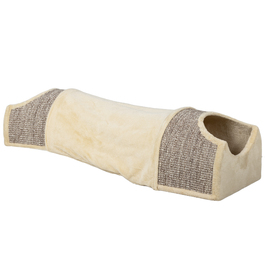 PawHut Cat Tunnel Play Tunnel Ігровий тунель з 2 будиночками, 3 отворами, складаний тунель для домашніх тварин до 6 кг, закритий, бежевий | Аосом