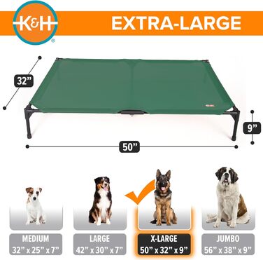 Підняте вуличне ліжко для собак K&H PET PRODUCTS, велике охолоджувальне ліжко з міцним металевим каркасом, дихаючою сіткою, портативне ліжко-платформа для великих собак
