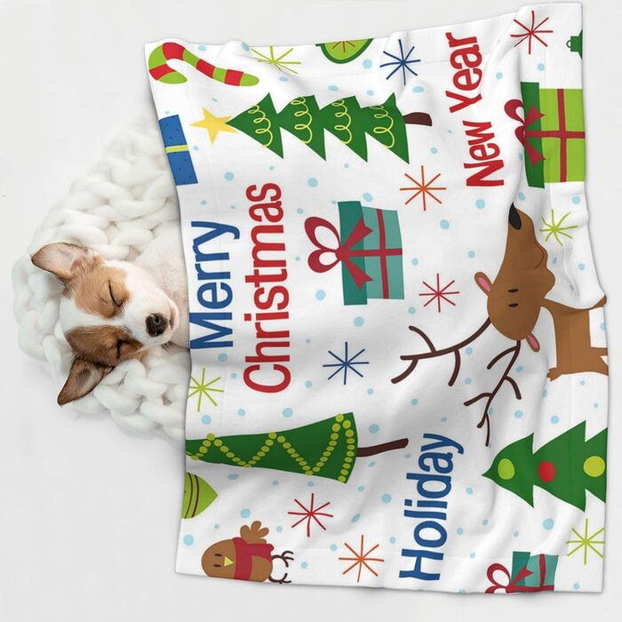 М'яка підстилка для собак та котів ZORIN, 70x50 см, зелена з новорічним дизайном