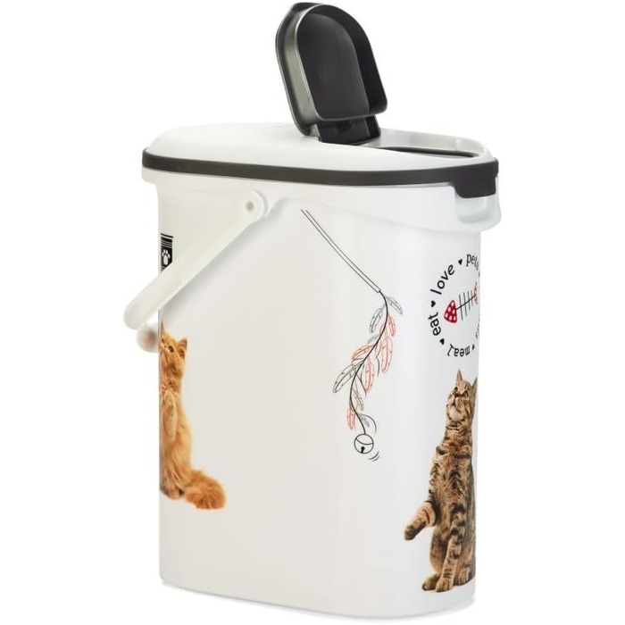Контейнер для корму Curver 10 л, білий/сірий, для котів Love Pets, 4 кг