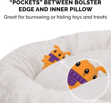 Ляжка для собак Furhaven з піною з пам'яті, для великих собак, знімний водостійкий чохол, до 81,6 кг, ультра м'яка штучна овчина та люкс велюр, контурна матрацна поверхня, XXL (Donut Bed, 58x58x23 см, Aqua)