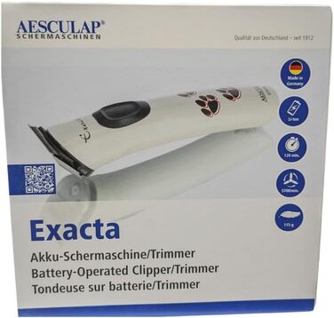 Бездротова машинка для стрижки тварин Aesculap Exacta, нова модель 2019, з потужним Li-Ion акумулятором