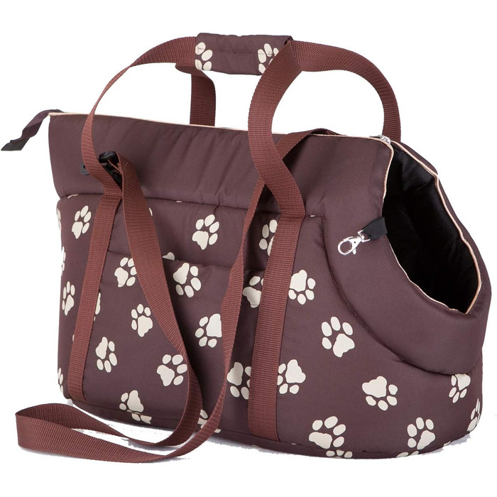 Транспортна сумка для собак і котів, переноска, сумка-переноска (бежева з принтом лапок)