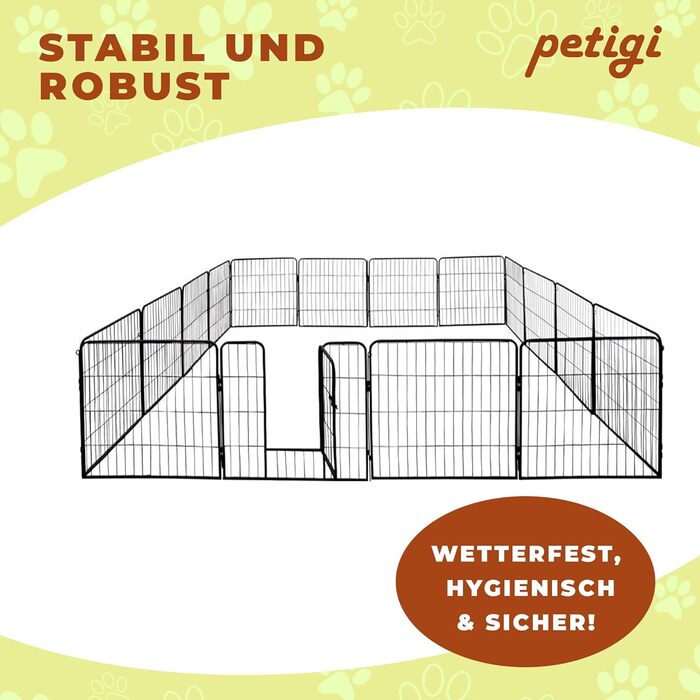 Вольєр для цуценят Petigi XL, 16 деталей, розмір елемента: 60x80 см, сталь з порошковим покриттям, вольєр для цуценят, клітка для собак, кроликів, морських свинок, котів, легкий у догляді