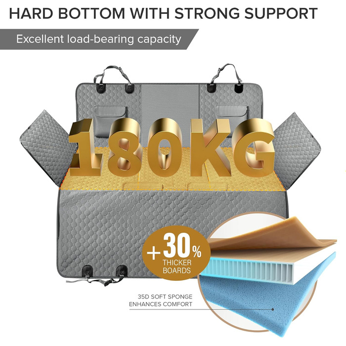 Захисний чохол на сидіння для собак у вантажівки XL, водовідштовхувальний, міцний, сірий. Підходить для F150, Ram1500 та великих SUV