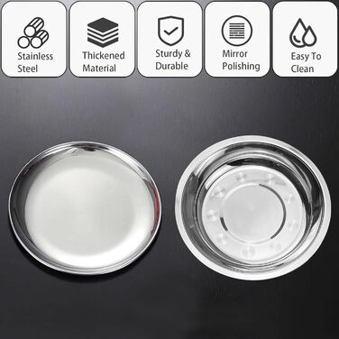 Миски для котів зі сталі (2 шт.) – для полегшення догляду за вусами, зменшення втоми, неслизький набір мисок для котячого корму (великі, 17 см)