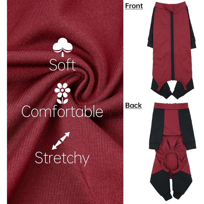 Комбінезон для собак, теплий, вітронепроникний, для маленьких, середніх та великих собак (Червоний, M)