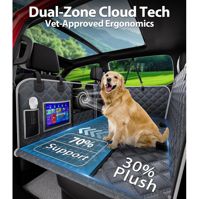 Захисний чохол на сидіння для собак PetGenie, військовий захист 10 шарів, безпека 12 точок, водонепроникна підстилка з твердим дном для SUV