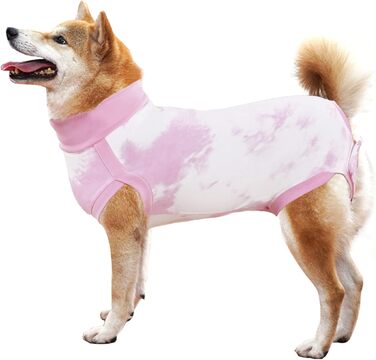 Захисний одяг для собак після операції: комбінезон для відновлення, хірургічна жилетка, одяг для собак після кастрації/стерилізації (XS, Tie-Dye Рожевий)