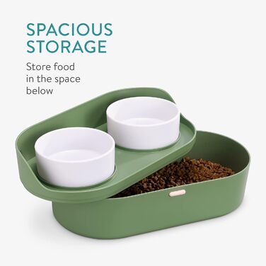 Станція для корму для собак Navaris (2 шт.) - піднятий годівниця для собак, набір мисок для собак, годівниця для собак, бар для корму для собак, блакитний (зелений)