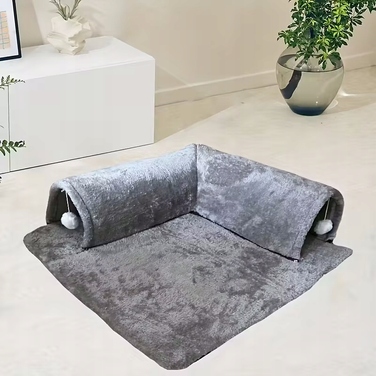 Великий тунель для кроликів та гризунів, сірий, 50x50 см, 100% хутро