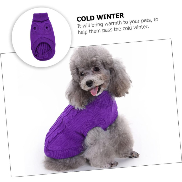 Пов'язка на голову для собак POPETPOP з акрилових волокон, тепла, для зими, миється, багаторазова (S, фіолетовий)