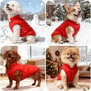 Теплий зимовий одяг для собак: водонепроникна куртка з флісу для великих собак. Зелений колір, розмір S, червоний.