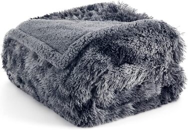 Водонепроникна флісова ковдра для великих собак BEDSURE 127x152 см, м'яка та пухнаста, захисна на диван, батик сірий, прана