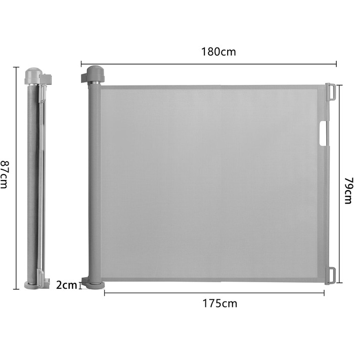 Захист для воріт NAIZY: ролетний захист для собак та дітей, 180 см, сірий