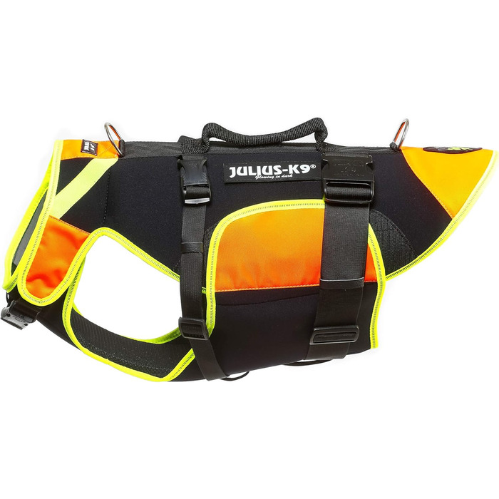 Julius-K9 IDC Мультифункціональний жилет для собак 3в1, розмір L, чорний та UV-помаранчевий