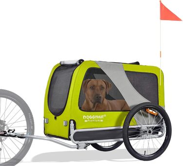 DOGGYHUT® Преміум XL Причіп для собак до 45 кг - велосипедний причіп для собак, великих собак (зелений)