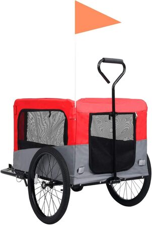 Велосипедний причіп для тварин 2-в-1, червоно-сірий, для собак