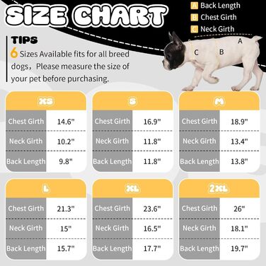 Піжама для собак IDOMIK, м'яка піжама з блискавкою, дихаюча сорочка для собак для хлопчиків та дівчаток, одяг для собак, цілісний костюм, костюм для відновлення для маленьких, середніх та великих собак M(Обвід грудей: 48 см) (XL(Обвід грудей: 59.9 см), Те