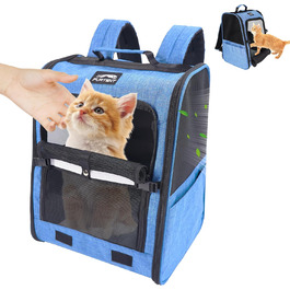 Рюкзак-переноска для собак та котів/цуценят, до 5,9 кг, дихаюча сітка, кишені, безпека, для подорожей (Блакитний)