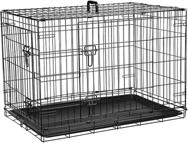 Складаний металевий клітка для собак Ribelli XL 91x64x58 см, порошкове покриття, двоє дверей, до 43 кг, з ручками для перенесення