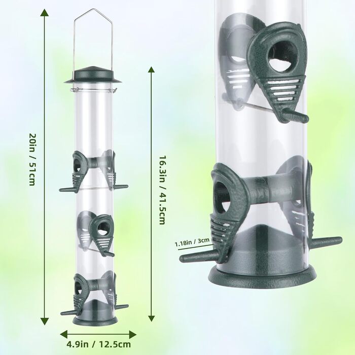 Годівниця для птахів Mixxidea з металевої труби, для зовнішнього використання, 6 портів, підвісна, для дикої природи