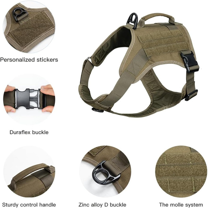 Тактична шлея для собак EXCELLENT ELITE SPANKER Ranger Green L, регульована, з ручкою, військова, для малих, середніх і великих собак