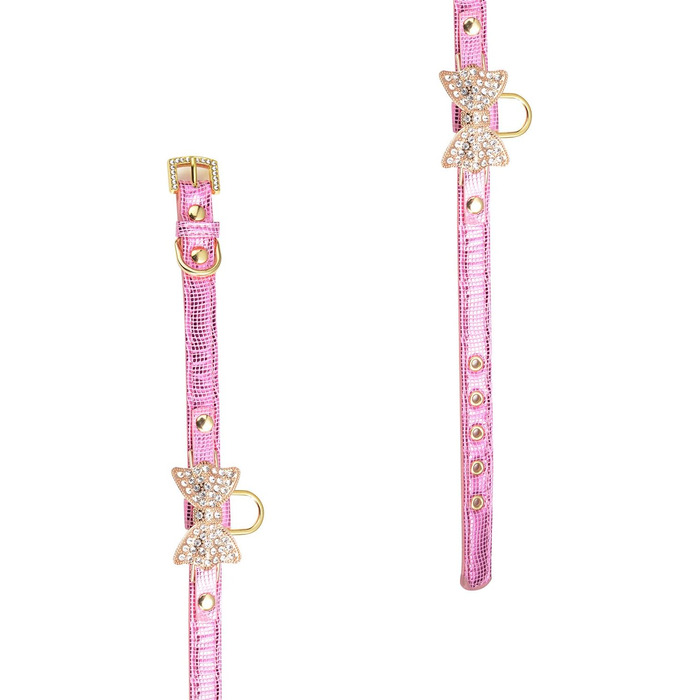 LOVPE: Рожеве шкіряне ошийник з кільцем для маленьких собак/кішок, регульований, розмір XS, рожевий (упаковка 1)