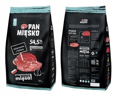 Корм для собак Pan Mięsko Свинина з диким кабаном, гранули XL, 20 кг