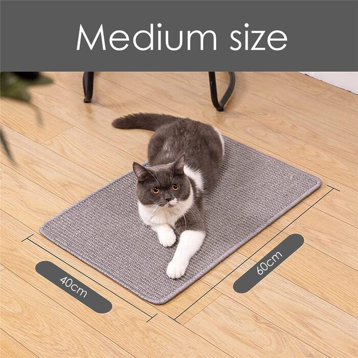 Килимок для котів Lukery з сизалю, 50x80 см, сірий - захист від подряпин
