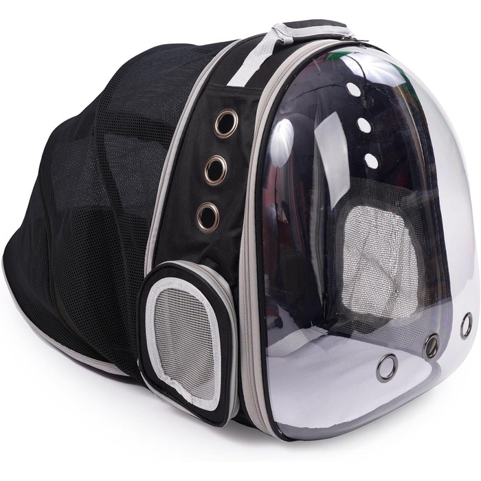 Транспортна сумка для собак та котів JUMI - переноска для котів та собак, рюкзак для тварин, аксесуари для котів, дорожня сумка, регульований ремінь, вентиляційні решітки (сірий, з складками)