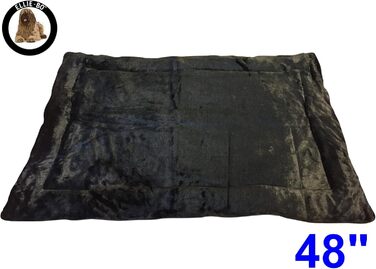 Ортопедична подушка для собак Ellie-Bo, з віскоеластичної піни, з підкладкою з імітації замші, з натуральним хутром, розмір S, 61 см, чорна (XXL - 117 x 75 x 3 см, двостороння твід та імітація чорного хутра)