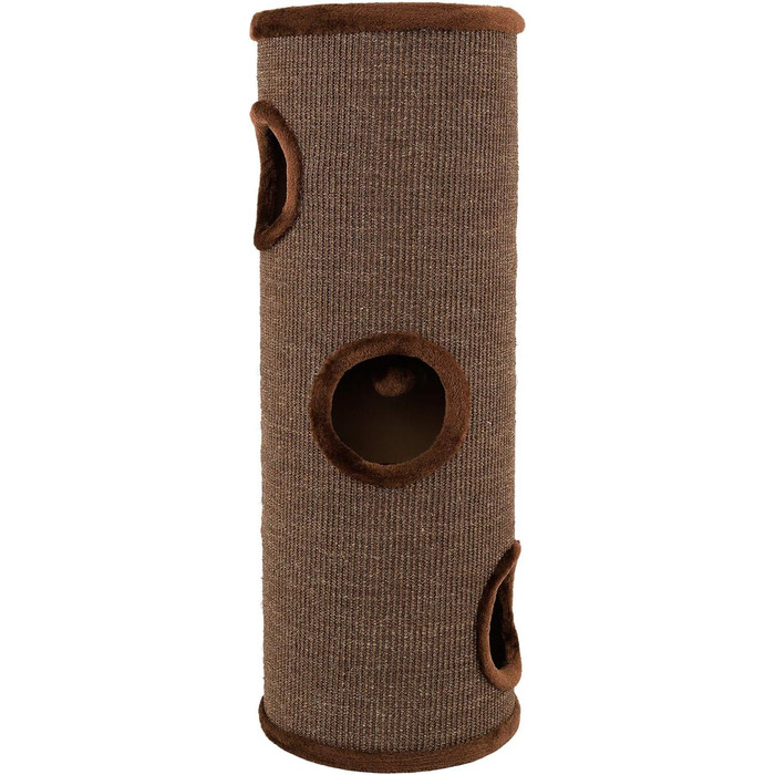 Котячий кігтетоп Lionto з сизалю, іграшкою та плюшевим обідком, висота 50 см. Стабільний кігтетоп для кошенят та дорослих котів, ідеальний догляд за кігтями та розваги. Багато місць для ховання, діаметр 36 см, висота 50 см (Коричневий, 50 см).