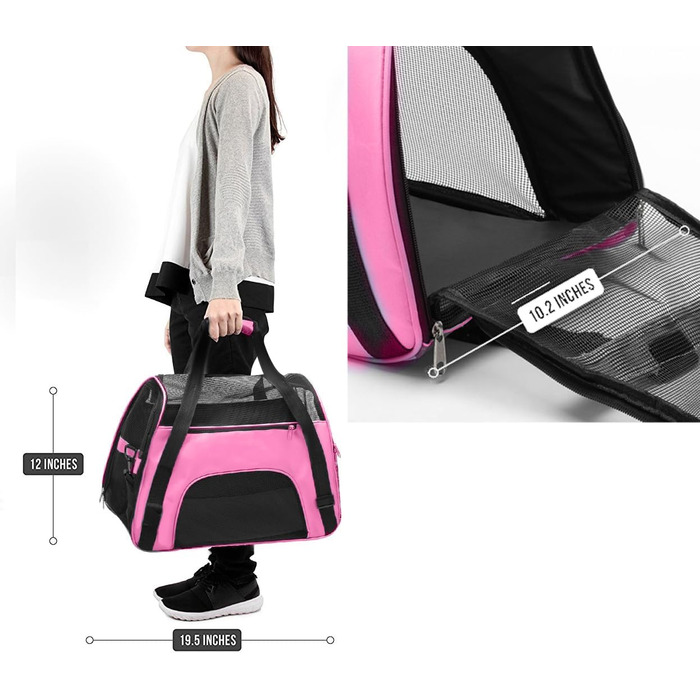 Сумка-переноска для тварин з м'якими боковинами, рожева (M)