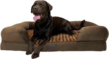 Ортопедичне собаче ліжко для великих собак, водовідштовхувальне, знімний чохол, 90x65x23 см (XL 111x86x25 см, коричневе)
