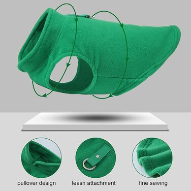 Тепла жилетка для собак та котів Jacko & Co з кільцем для повідка – м'яка, легка, дихаюча (XS, ліно-зелений)