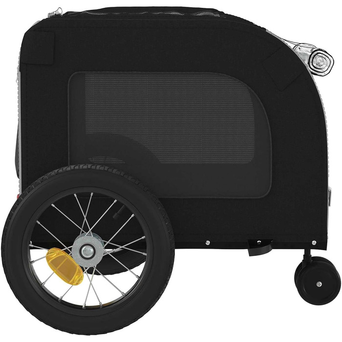 Фургон для собак VidaXL - переносний, з прапором та відбивачами, до 45 кг, 125 x 53 x 54 см