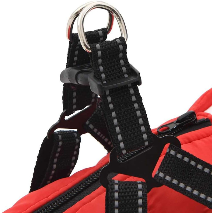 Водонепроникний дощовик для собак VidaXL з шлейкою, червоний, зимовий, теплий