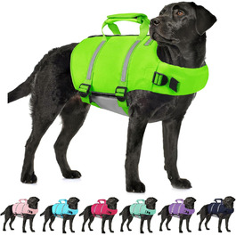 Світловідбиваюча жилет для собак AOFITEE, великий розмір XXL, висока плавучість, рятувальний пристрій з ручкою та блискавкою, регульований